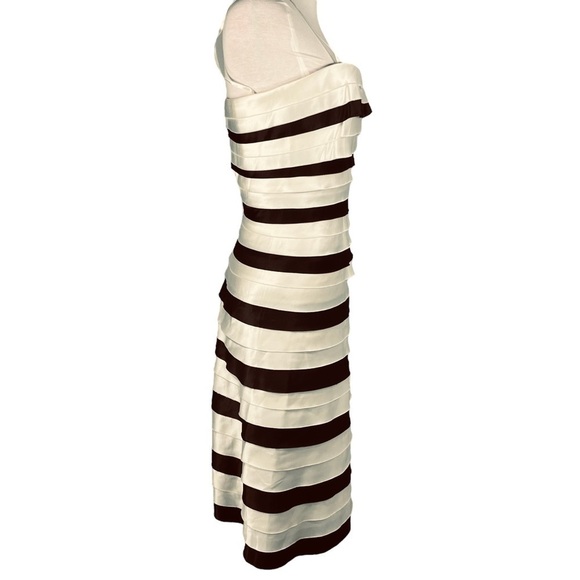 Bcbgmaxazria strapless midi dress corset ivory and black stripe layers size 0 - Picture 4 of 12